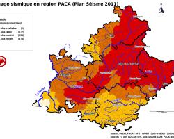 Cartographie du zonage sismique en PACA issu du Plan Séisme de 2011