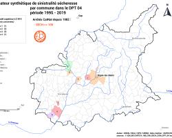 Carte DPT 04 des communes à forte sinistralité « sécheresse » (ONRN, données 2023)