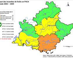 Impact des incendies de forêt en PACA sur la période 2005 - 2009