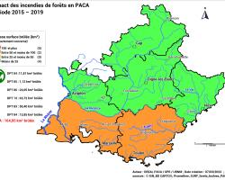 Impact des incendies de forêt en PACA sur la période 2015 - 2019