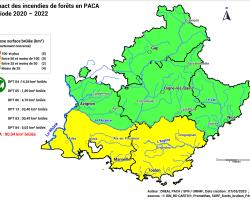 Impact des incendies de forêt en PACA sur la période 2020 - 2022