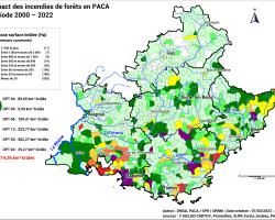 Bilans cartographiques départemental et communal sur la période 2000 – 2022 par commune (source © Base Prométhée)