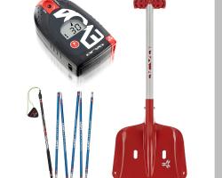 => Exemple de pack avalanche : pelle + sonde + DVA Evo 4 ARVA (source © Decathlon)