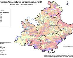 Nombre d'aléas naturels par commune en PACA (source DDRM)