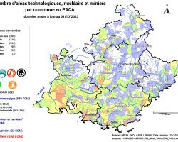 Nombre d'aléas technologiques, nucléaire et miniers par commune 