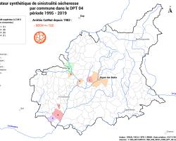 Carte DPT 04 des communes à forte sinistralité « sécheresse » (ONRN, données 2023)