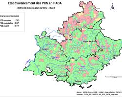 Avancement des PCS en PACA (cartographie)