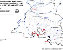 Localisation des installations industrielles (ICPE) classées SEVESO dans le DPT 13