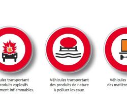 Panneaux de signalisation interdisant la circulation de certains véhicules (source  © MEDD / DPPR)