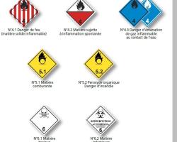 Signification des pictogrammes figurant sur les plaque-étiquettes de danger – catégories 4, 5 & 6 (source  © MEDD / DPPR)