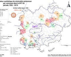 Carte DPT 83 des communes à forte sinistralité « sécheresse » (ONRN, données 2023) => 32 communes impactées