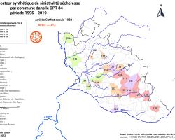 Carte DPT 84 des communes à forte sinistralité « sécheresse » (ONRN, données 2023) => 25 communes impactées