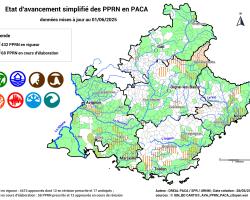 Etat d'avancement simplifié des PPRN en PACA (cartographie)
