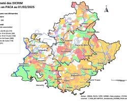 Cartographie de l'ancienneté des DICRIM publiés en PACA au 01/02/2025