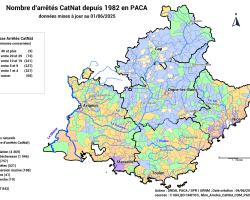 Carte régionale du nombre d'arrêtés de catastrophes naturelles depuis 1982