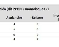 Tableau de l'état d'avancement des PPRN par aléas