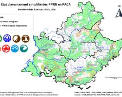 Etat d'avancement simplifié des PPRN en PACA (cartographie)