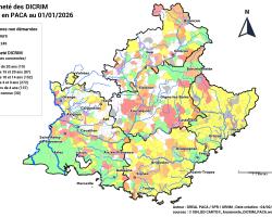 Cartographie de l'ancienneté des DICRIM publiés en PACA au 01/01/2026