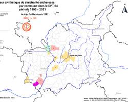 Carte DPT 04 des communes à forte sinistralité « sécheresse » (ONRN, données 2025)