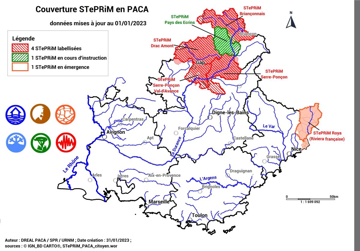 Localisation géographique des STEPRiM en PACA