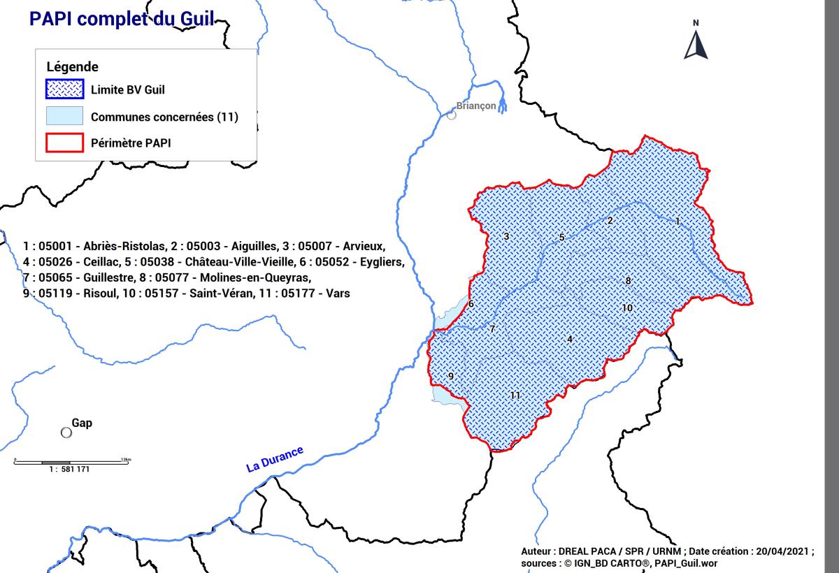 Carte périmètre PAPI complet Guil