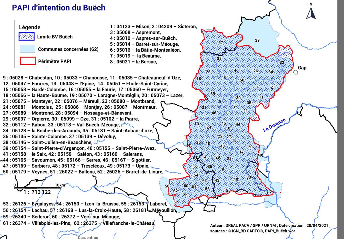 Carte périmètre PAPI d'Intention du Buëch