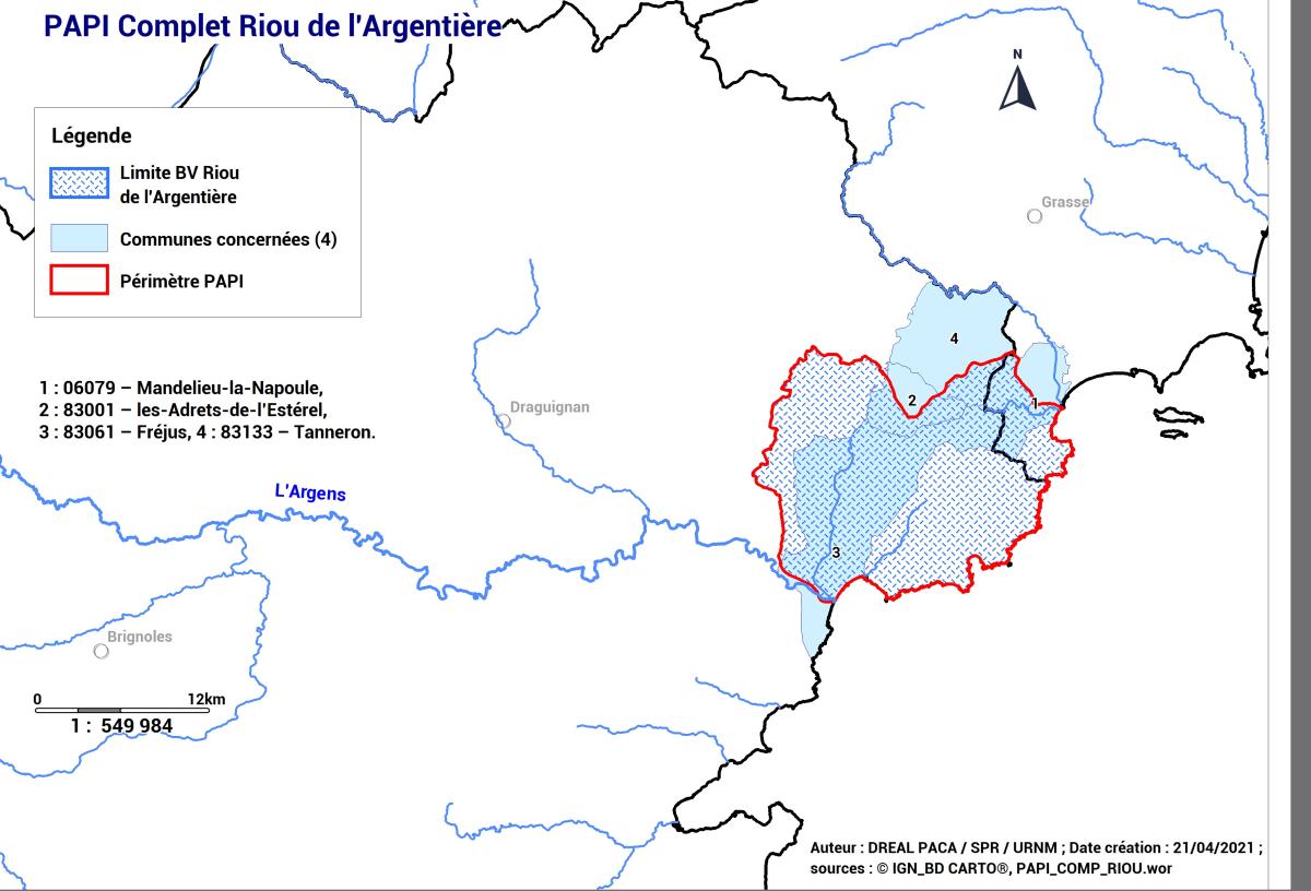 Carte périmètre PAPI complet Riou de l'Argentière