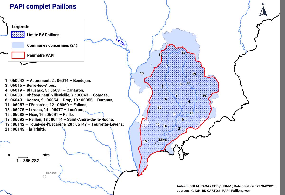 Carte périmètre PAPI complet Paillons