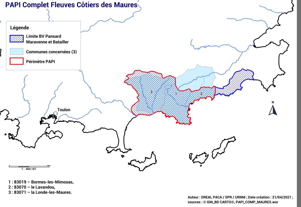 Carte périmètre PAPI complet Fleuves côtiers des Maures