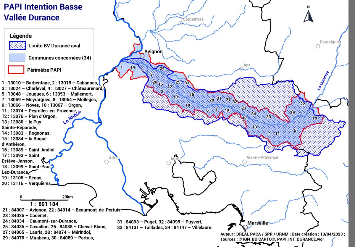 Carte périmètre PAPI intention Durance