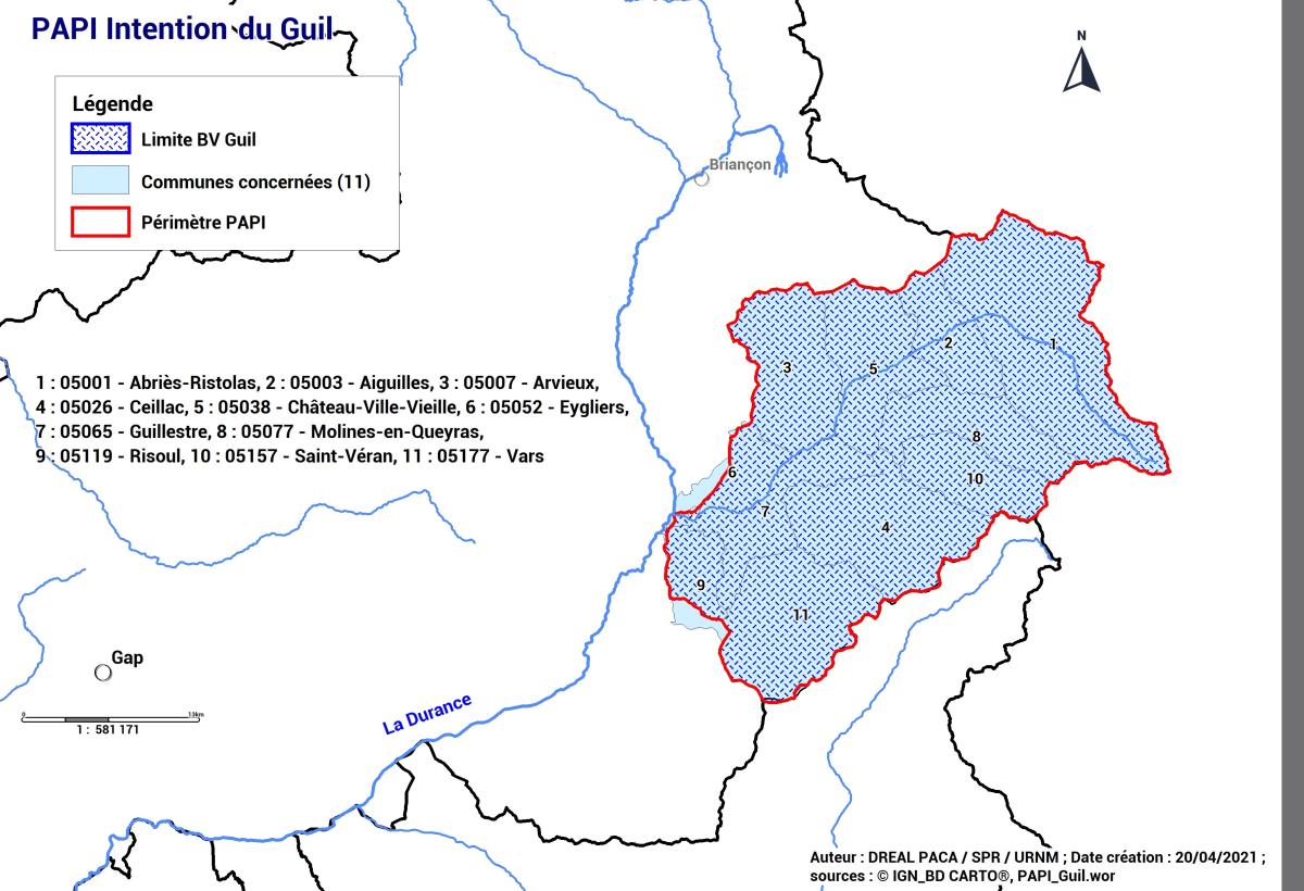 Carte périmètre PAPI intention Guil