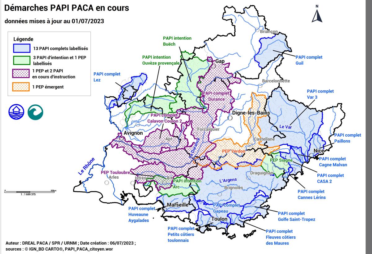 Cartographie des démarches PAPI en cours