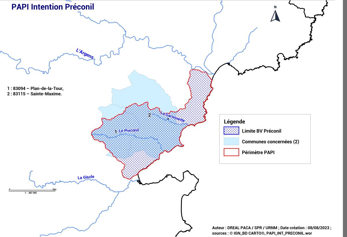 Carte périmètre PAPI d'intention Préconil