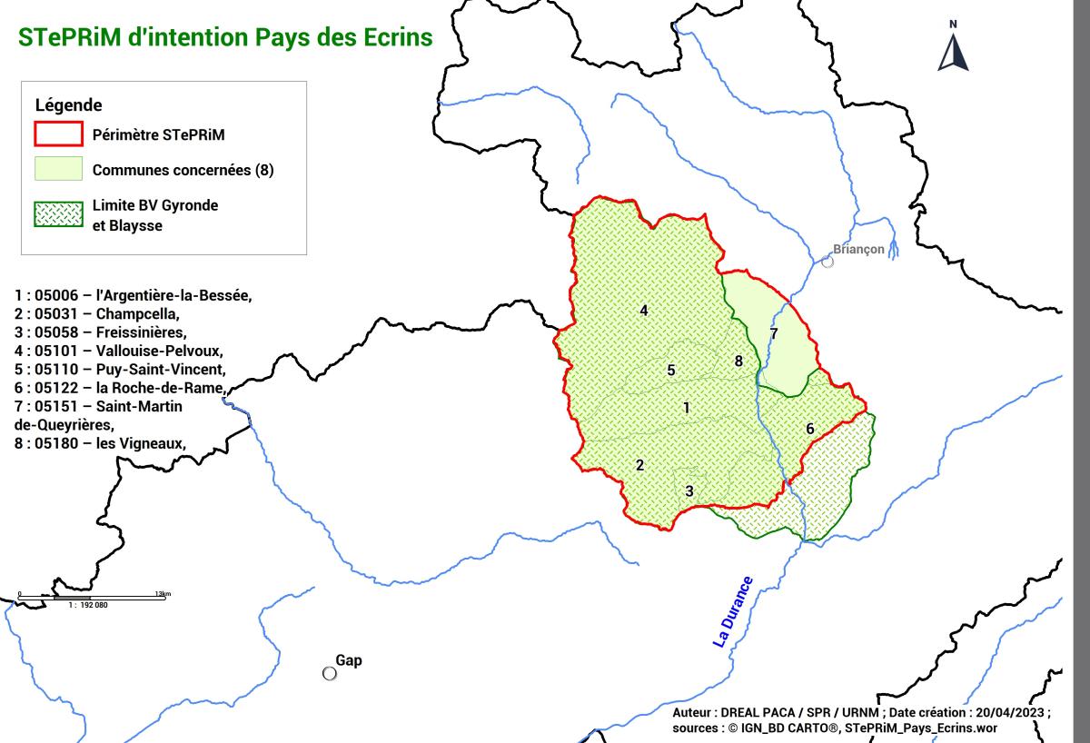 Périmètre STePRiM d'Intention  Pays des Ecrins (8 communes concernées)
