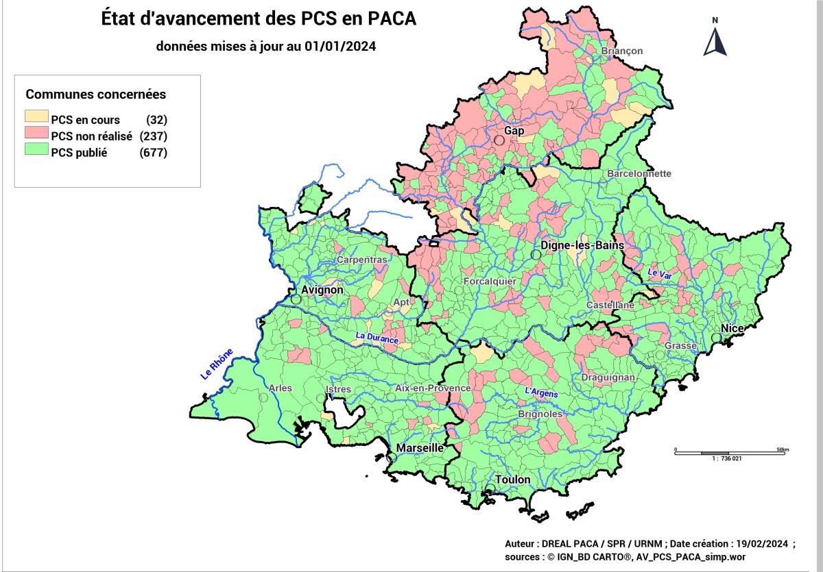 Au niveau régional, 677 PCS ont été publiés majoritairement dans les départements littoraux et dans les Alpes-de-Haute-Provence 