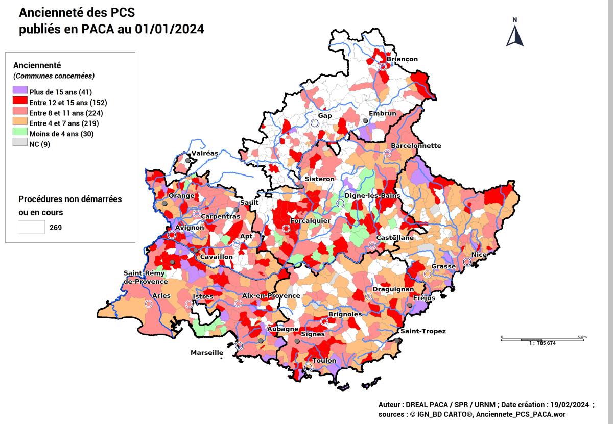 Sur les 677 PCS réalisés, 357 ont moins de 10 ans. Ils sont situés essentiellement dans les départements 04, 06, 83 & 84 .