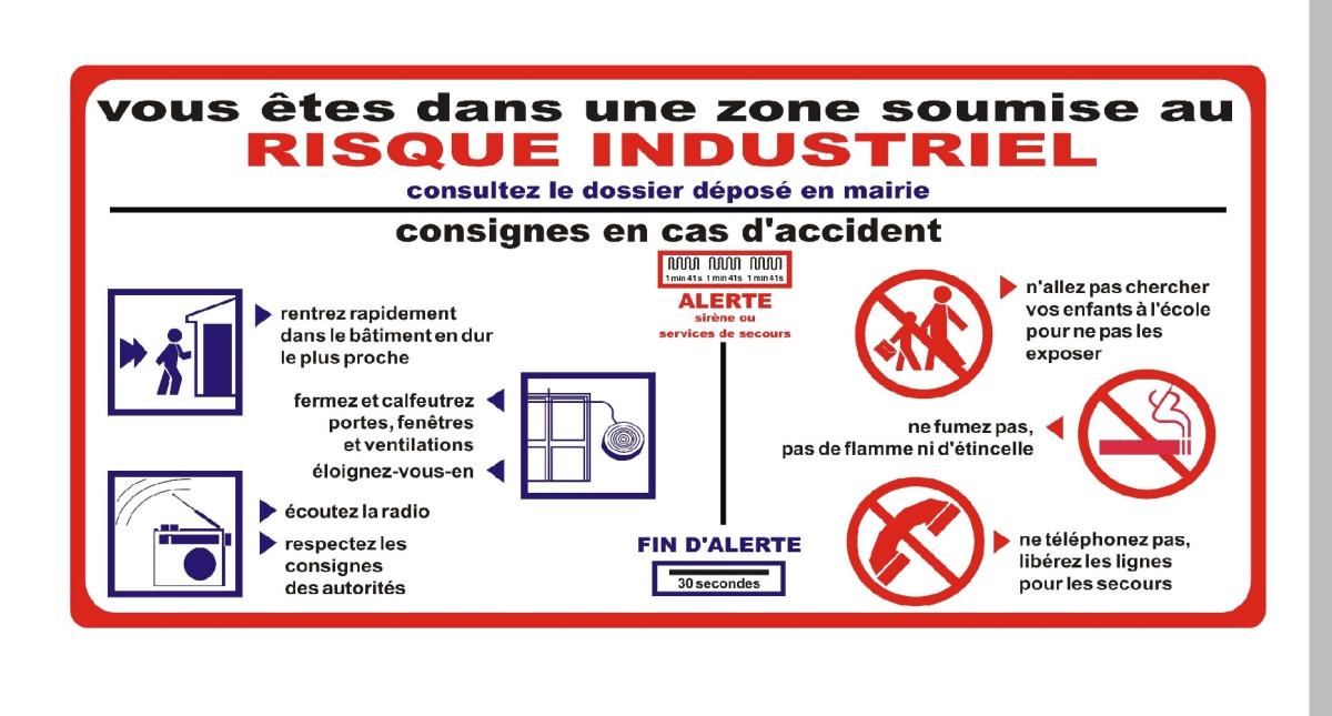 => Consignes à adopter en cas d’accident industriel dans une ICPE (source  © MEDD / DPPR)