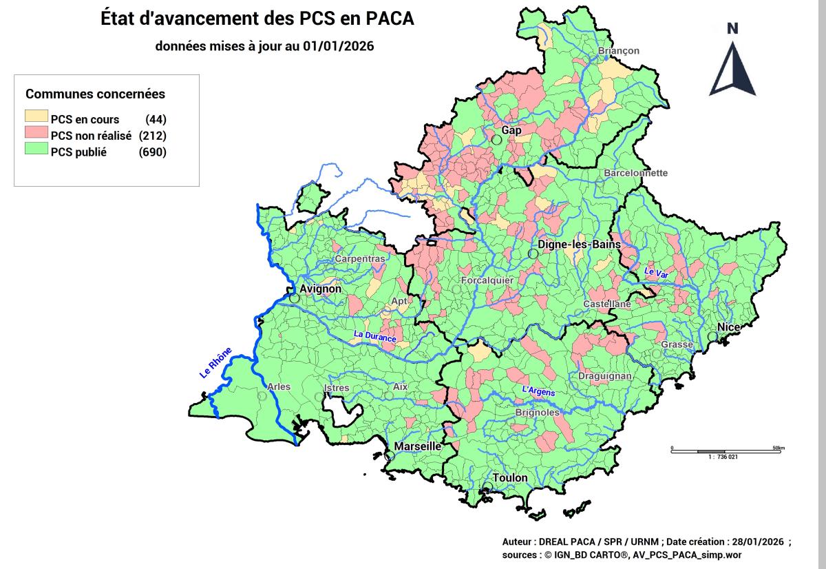 Au niveau régional, 690 PCS ont été publiés majoritairement dans les départements littoraux et dans les Alpes-de-Haute-Provence.