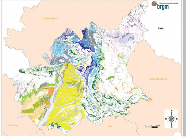 Exemple des lithologies argileuses sur le département des Alpes de Haute-Provence (04) (c) BRGM 