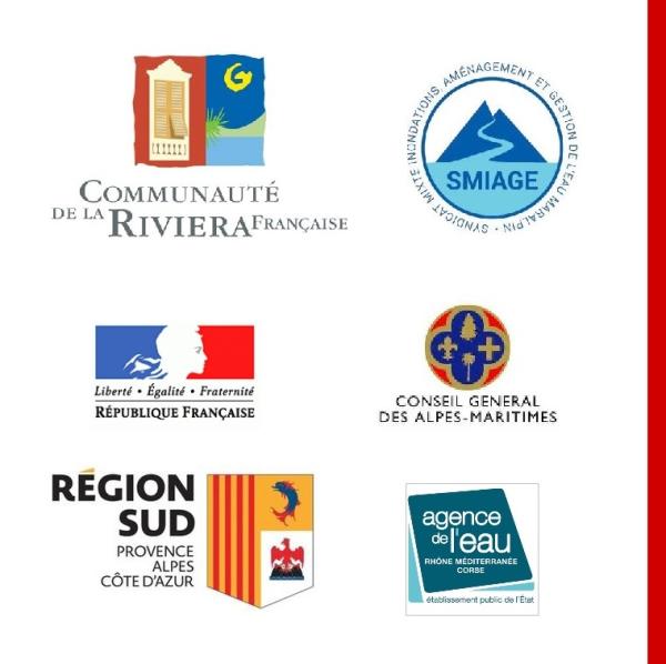 Financeurs STePRiM complète CARF : CARF, SMIAGE, Etat, DPT 06, Région PACA, Agence de l'Eau RMC