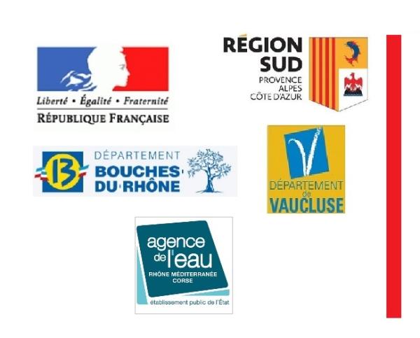 Logos des Financeurs principaux Collectivités maître d’ouvrage : 11 178 750 € État : 8 842 000 € Autres cofinancements : Conseil régional PACA : 114 900 € Conseils départementaux 13 & 84 : 3 825 400 € Agence de l’Eau RMC : 189 500 € Autres financeurs : 1 401 450 €